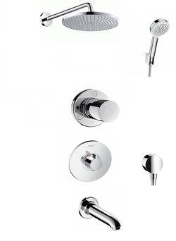 Душевая система скрытого монтажа с термостатом Hansgrohe Ecostat S 15755+ 27493 хром 15755+ 27493 - фото 106911