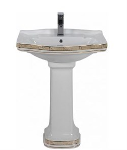 Раковина подвесная с пьедесталом Creavit Klasik KL065.000E0+KL250.000E0 на 65 см декор ДИАГОНАЛЬ БЕЖ 17586 - фото 119618