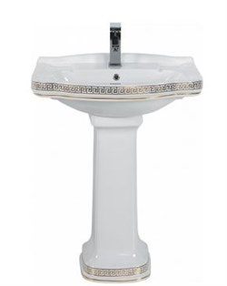 Раковина подвесная с пьедесталом Creavit Klasik KL065.000W0+KL250.000W0 на 65 см декор ВЕРСАЧЕ ЗОЛОТО 17588 - фото 119633
