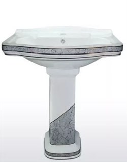 Раковина подвесная с пьедесталом Creavit Klasik KL065.000I0+KL250.000I0 на 65 см декор ДИАГОНАЛЬ СЕРЫЙ 17591 - фото 119652