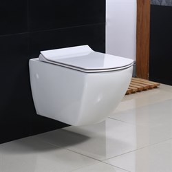 Безободковый подвесной унитаз BELBAGNO CARINA BB514CHR+BB1077SC с ультратонкой крышкой микролифт 20604 - фото 135472