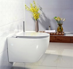 Безободковый подвесной унитаз BELBAGNO SFERA-R BB513CH+BB2019SC с ультратонкой крышкой микролифт 20667 - фото 135976
