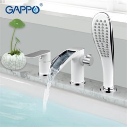 Смеситель на борт ванны каскадный Gappo Noar G1148-8 белый/хром 27445 - фото 173362