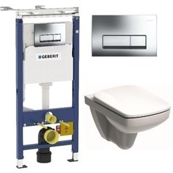 Комплект инсталляция и безободковый унитаз подвесной GEBERIT Duofix IFO 458.125.21.1-1002 28145 - фото 176847