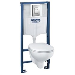 Комплект инсталляция и унитаз подвесной безободковый GROHE Solido Compact 39586000 28154 - фото 176935