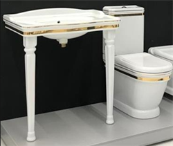 Раковина с консолью Creavit Antik AN080.000AO на 80 см декор золото 29569 - фото 185808