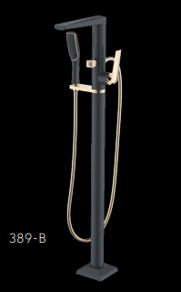 Напольный смеситель ванны Boheme Venturo 389-B черный/золото 30802 - фото 194001