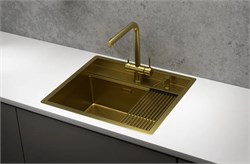 стальная кухонная мойка Granula KITCHEN SPACE KS-6051 золотой сатин 43632 - фото 242477