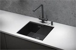 стальная кухонная мойка Granula KITCHEN SPACE KS-5045U черная матовая 43635 - фото 242502