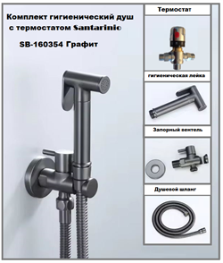 Гигиенический душ скрытого монтажа с термостатом Santarinio SB-160534 Графит 44615 - фото 255663