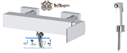 Гигиенический душ с настенным смесителем BELBAGNO ARLIE ARL-ESDM-CRM хром ARL-ESDM-CRM