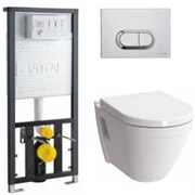 Комплект инсталляция и унитаз подвесной безободковый VITRA S50 Rim-Ex 9003B003-7201 