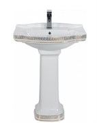 Раковина подвесная с пьедесталом Creavit Klasik KL065.000W0+KL250.000W0 на 65 см декор ВЕРСАЧЕ ЗОЛОТО 17588