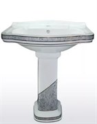 Раковина подвесная с пьедесталом Creavit Klasik KL065.000I0+KL250.000I0 на 65 см декор ДИАГОНАЛЬ СЕРЫЙ 17591