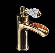 Каскадный смеситель для раковины Boheme Vogue Cristal 211-CRST золото 26500
