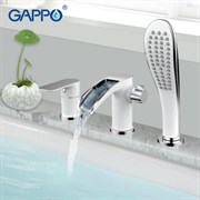 Смеситель на борт ванны каскадный Gappo Noar G1148-8 белый/хром