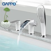 Смеситель на борт ванны каскадный Gappo Noar G1148-8 белый/хром 27445