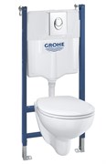 Комплект инсталляция и унитаз подвесной безободковый GROHE Solido 39419000 28148