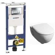 Комплект инсталляция и безободковый унитаз подвесной GEBERIT Duofix KERAMAG 458.125.21.1-20307 28150