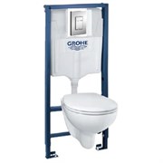 Комплект инсталляция и унитаз подвесной безободковый GROHE Solido Compact 39586000 28154