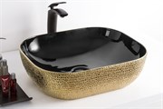 Раковина накладная Gid LuxeLine D1302h022 на 50 см чёрный/золотой 28744