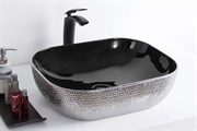 Раковина накладная Gid LuxeLine D1302h020 на 50 см чёрный/серебро 28745