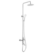 Душевая система MELANA-F610107 Tondo нерж.сталь, с тропическим душем, лейкой и смесителем М0117