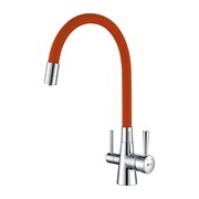 Смеситель Lemark Comfort LM3075C-Orange для кухни с подключением к фильтру с питьевой водой хром/оранжевый 338283