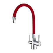 Смеситель Lemark Comfort LM3075C-Red для кухни с подключением к фильтру с питьевой водой хром/красный 338284