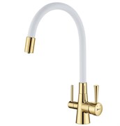Смеситель для кухни с подключением к фильтру с питьевой водой Lemark Comfort LM3075G-White золото/белый 338292