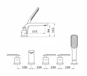 Смеситель на борт ванны GANZER HAIGER GZ 52031-C черный/хром  42027