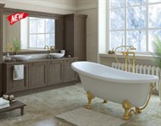 Ванна из литьевого мрамора Эстет Марсель 160x80 см с золотыми ножками 42358