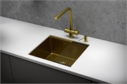 стальная кухонная мойка Granula KITCHEN SPACE KS-5045U золотой сатин 43638