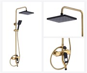 Душевая система со смесителем Bronze de luxe ELEMENT EL77/1GB золото/черный (увеличенная высота) 44190