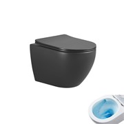 Безободковый подвесной унитаз черный матовый микролифт дюропласт Торнадо Gid Tr2122TF-Bm 44577