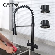 Смесители для кухни под фильтр Gappo G4398-66 черный 42687