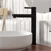 Высокий смеситель для раковины Wasserkraft Gollach 3303H черный матовый 44985